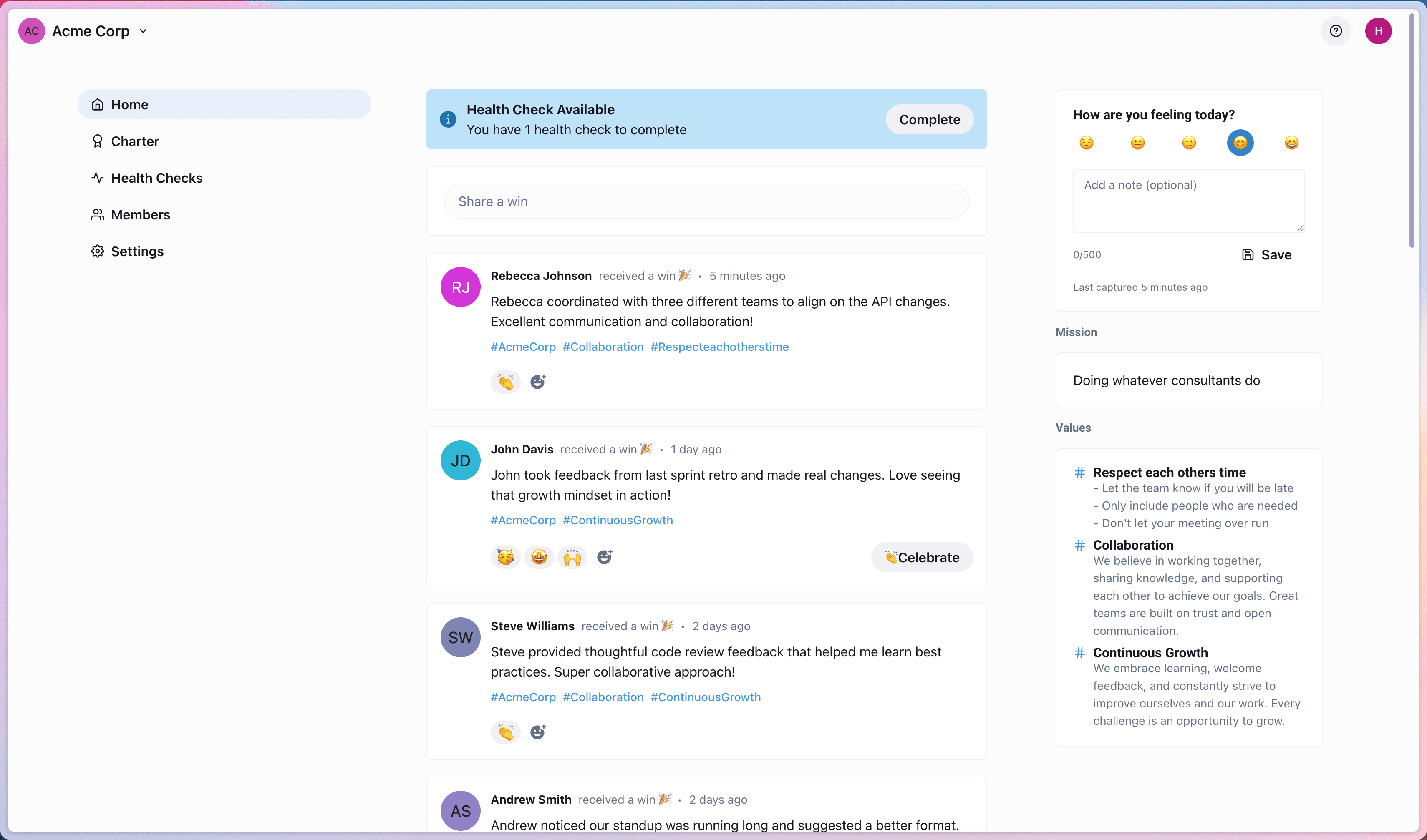 Teamtjie App Dashboard